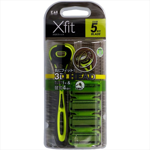 Xfit 敏感肌用 (替刃4個付) スリムパック 【 貝印 】 【 男性用カミソリ 】