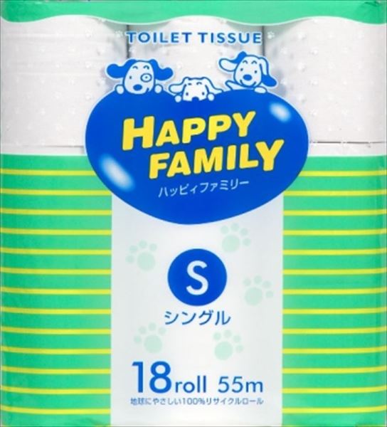 ハッピィファミリー レギュラー 18ロールシングル 【 西日本衛材 】 【 トイレットペーパー 】