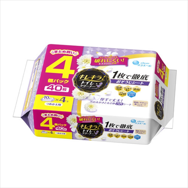 キレキラ!トイレクリーナー 1枚で徹底おそうじシート クリーンフローラル つめかえ用 【大王製紙】