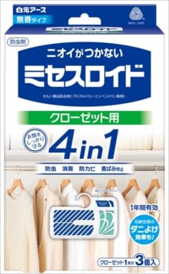 ミセスロイド クローゼット用3個入 1年防虫 【白元アース】 【防虫剤】
