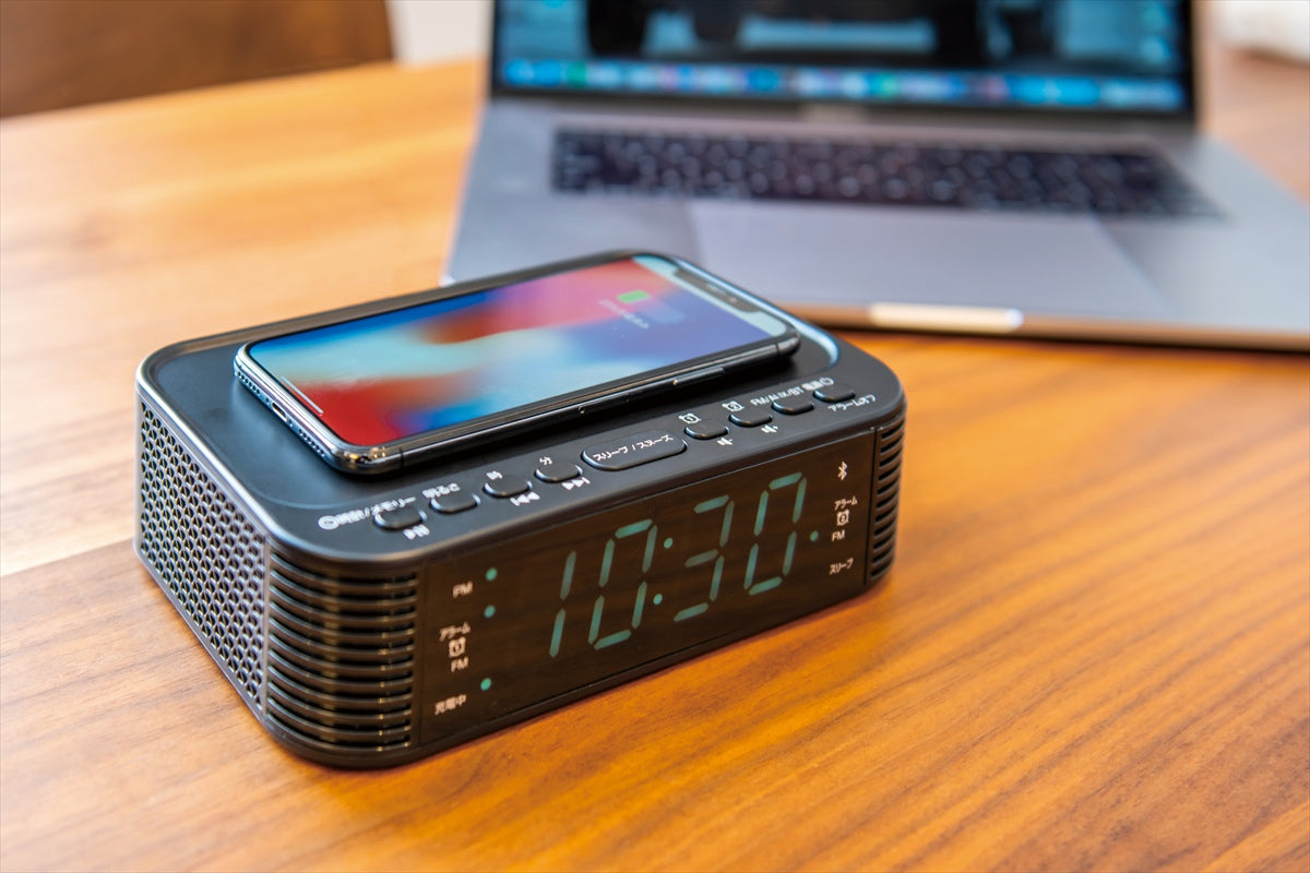 アナバス ワイヤレススマホ充電クロックラジオ CR-BT100