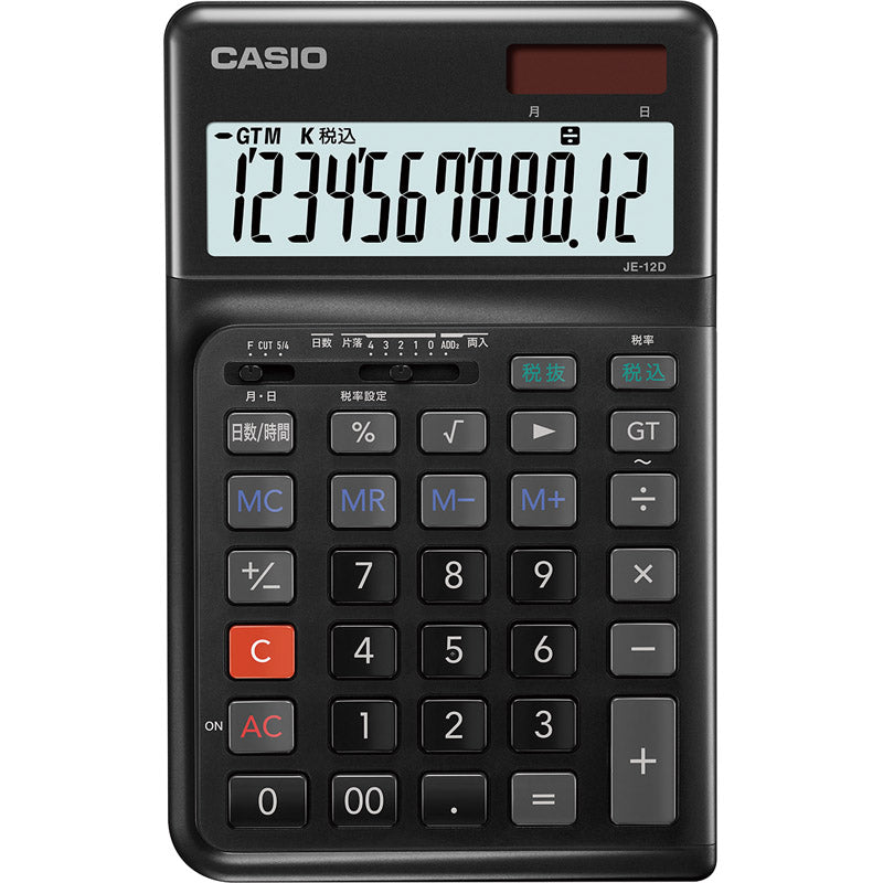 カシオ 人間工学電卓・右手用 ブラック JE-12D-BK-N