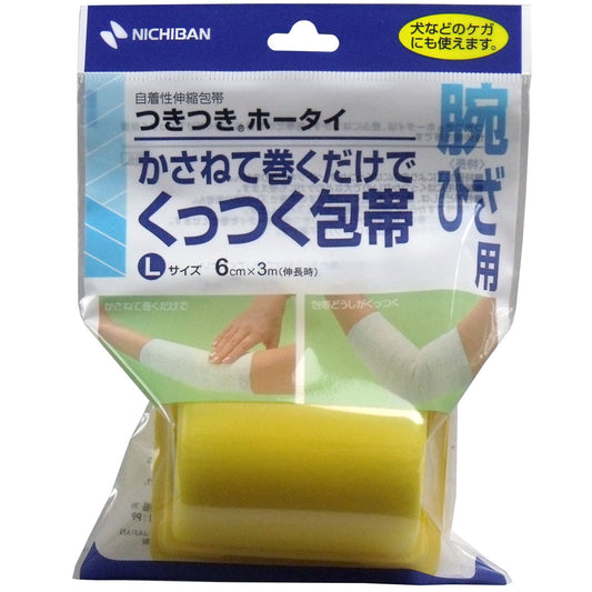 ニチバン　自着性伸縮包帯　つきつきホータイ　Ｌサイズ　６ｃｍＸ３ｍＸ１個入