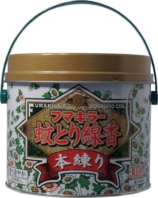 フマキラー蚊とり線香　本練り　３０巻缶入（線香皿付）