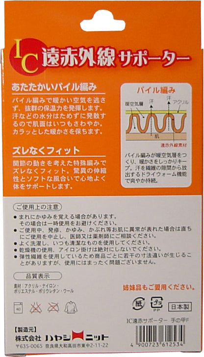 IC遠赤外線サポーター 手の甲用 フリーサイズ 1枚入