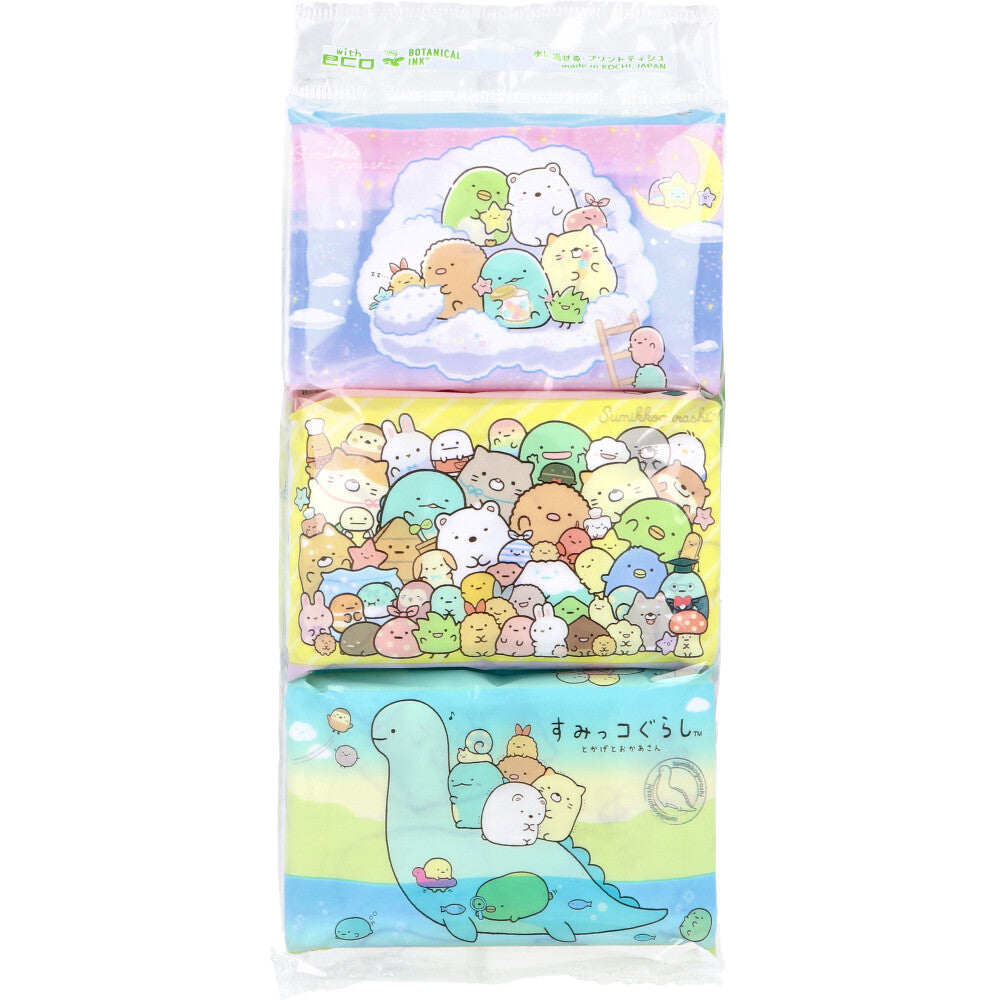 すみっコぐらし 水に流せるポケットティシュ ６パック入
