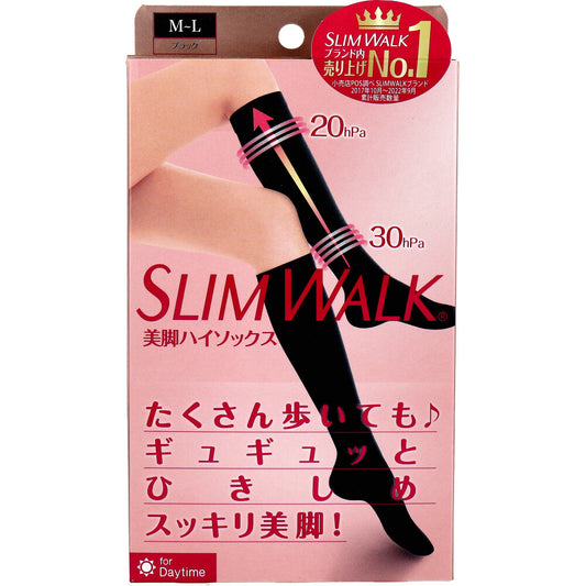 スリムウォーク 美脚ハイソックス ブラック M-L