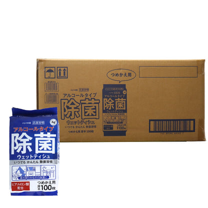 清潔習慣 アルコールタイプ 除菌ウェットティシュ 詰替用 100枚×36個セット【ケース販売】