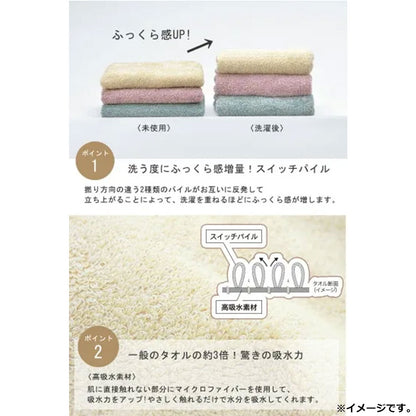 cocochiena2(ココチエナ2) フェイスタオル 約34×80cm アイボリー CE7021 1枚入