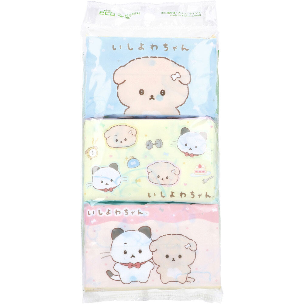 水に流せるプリントティシュ いしよわちゃん  16枚(8組)×6個入