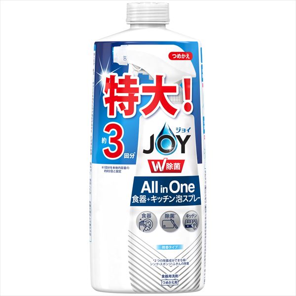 除菌ジョイミラクル泡スプレー　微香　詰替３回分　６３０ＭＬ 【 Ｐ＆Ｇ 】 【 食器用洗剤 】