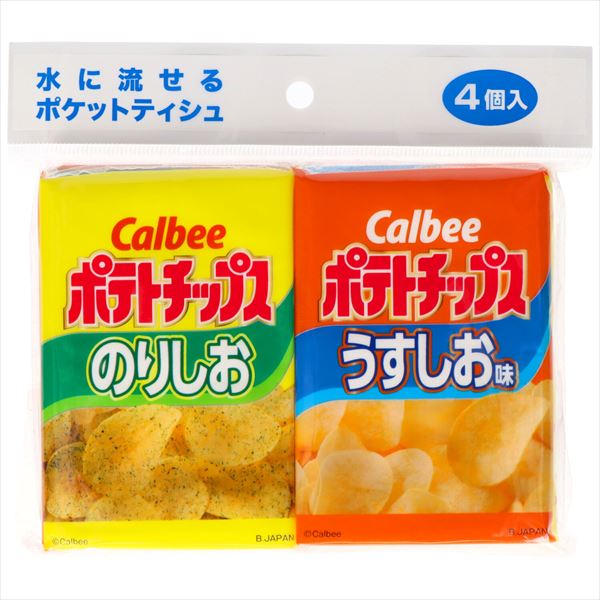 カルビー　ポテトチップス４個 【 ダイレイ 】 【 ティッシュ 】