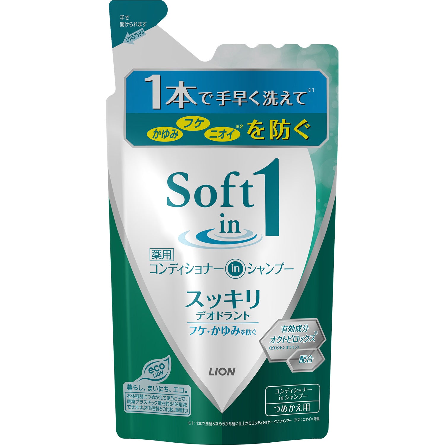 ソフトインワン　スッキリデオドラント　つめかえ用　３７０ｍｌ 【 ライオン 】 【 シャンプー 】