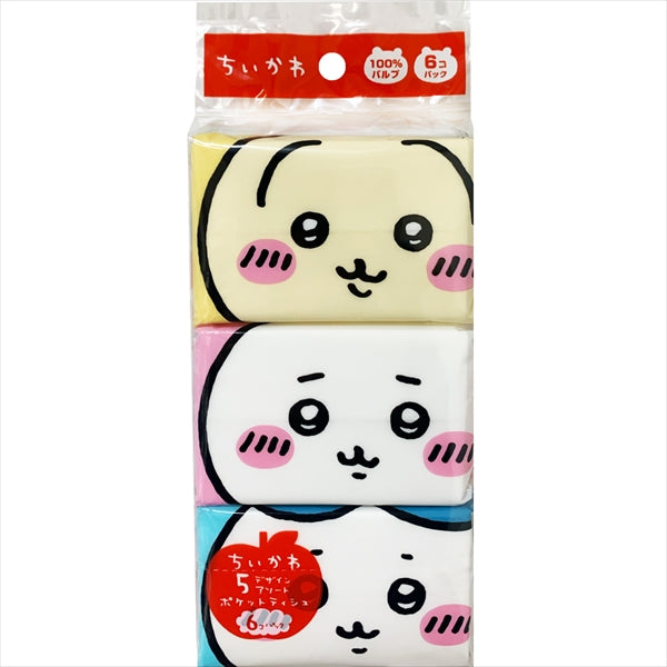 ちいかわミニポケットティシュ６個パック 【河野製紙】 【ティッシュ】