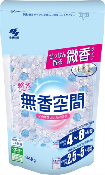 無香空間特大ほのかなせっけんつめ替用パウチ 【 小林製薬 】 【 芳香剤・部屋用 】