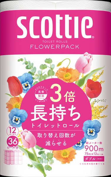 スコッティフラワーパック３倍巻き１２ロール 【 日本製紙クレシア 】 【 トイレットペーパー 】