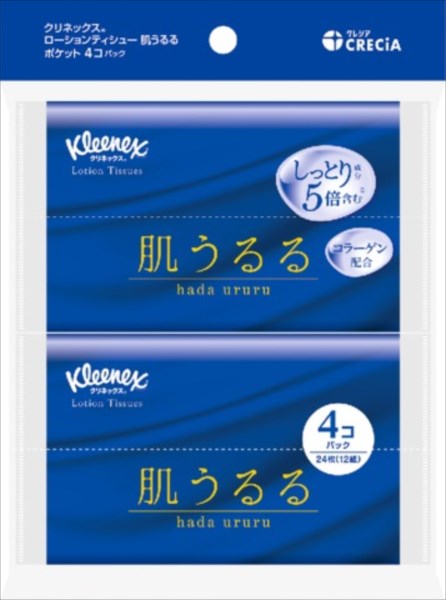 ＫＬＸティシューローション肌うるる　ポケット　４コパック 【 日本製紙クレシア 】 【 ティッシュ 】