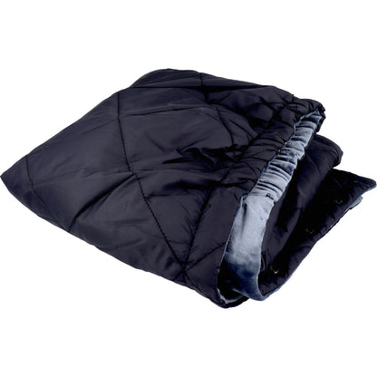 [2月26日まで特価]hokotto マイクロファイバー4WAYブランケット アルミ入 約80×125cm BK×スモーキーGY