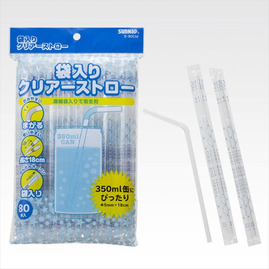 フクロイリクリアーストロー　１８ＣＭ　８０Ｐ 【 サンナップ 】 【 お弁当用品 】