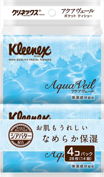 クリネックス　ティシュー　アクアヴェールポケット　４個パック 【日本製紙クレシア】 【ティッシュ】