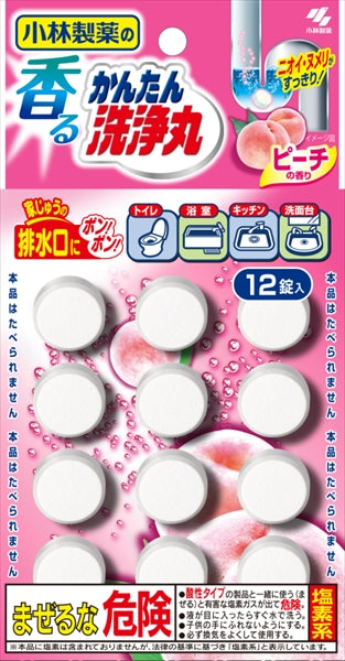 香るかんたん洗浄丸　ピーチの香り　１２錠 【 小林製薬 】 【 住居洗剤・パイプクリーナー 】