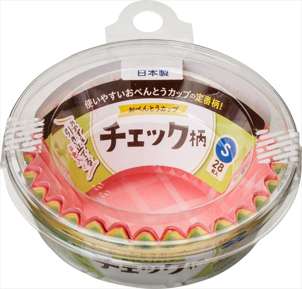 おべんとうカップチェック柄Ｓ４色２８枚入 【 東洋アルミ 】 【 お弁当用品 】
