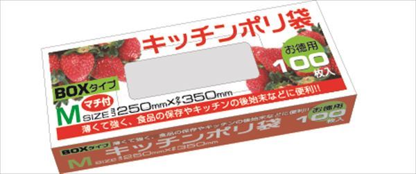 ＫＢ１２　保存用　ＢＯＸポリ袋　１００枚入 【 ハウスホールドジャパン 】 【 ポリ袋・レジ袋 】