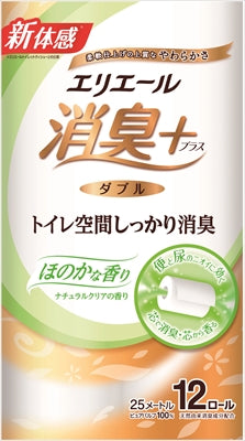 エリエール消臭＋トイレットティシューほのかに香るナチュラルクリアの香り１２ロール（ダブル）