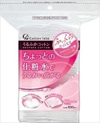 コットン・ラボ　うるふかコットンパフ　１００枚　チャック袋式 【 コットンラボ 】 【 コットン 】
