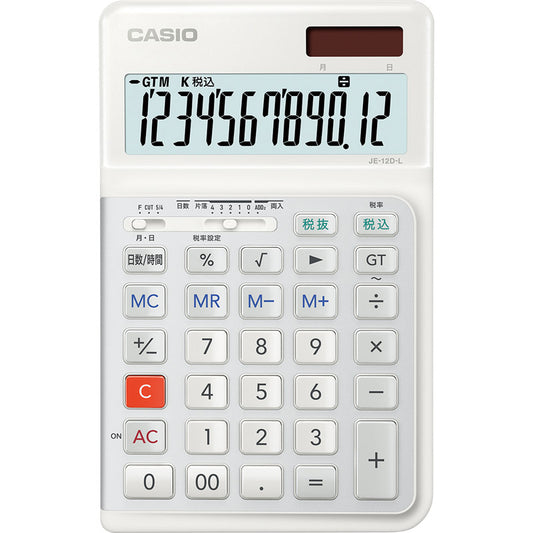カシオ 人間工学電卓・左手用 JE-12D-L-WE-N