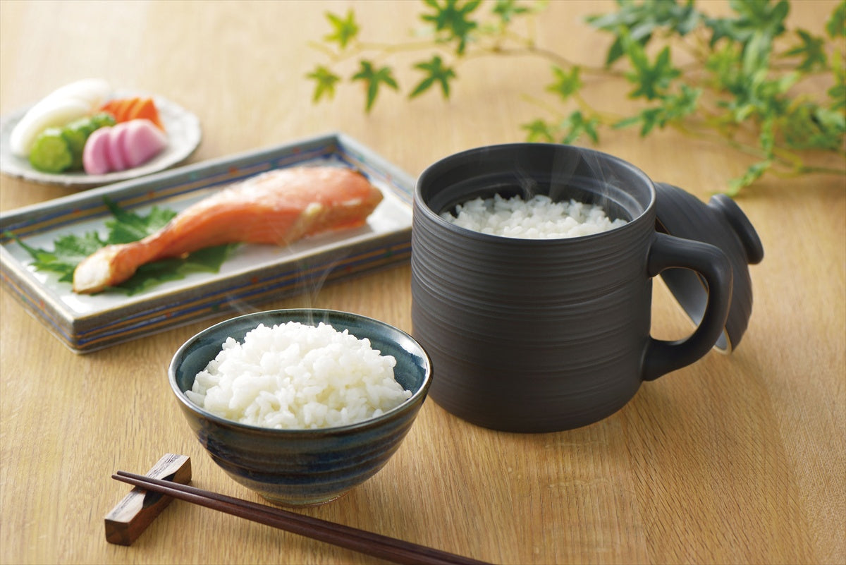 電子レンジ専用炊飯陶器 楽炊御膳　黒 T-01B