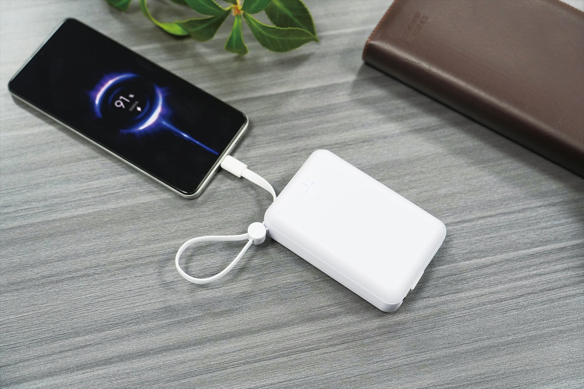 HIDISC ケーブル一体型ＰＤ２０Ｗ対応モバイルバッテリー 20000ｍＡｈ ホワイト HD4-MBTC20W2CPD20WH