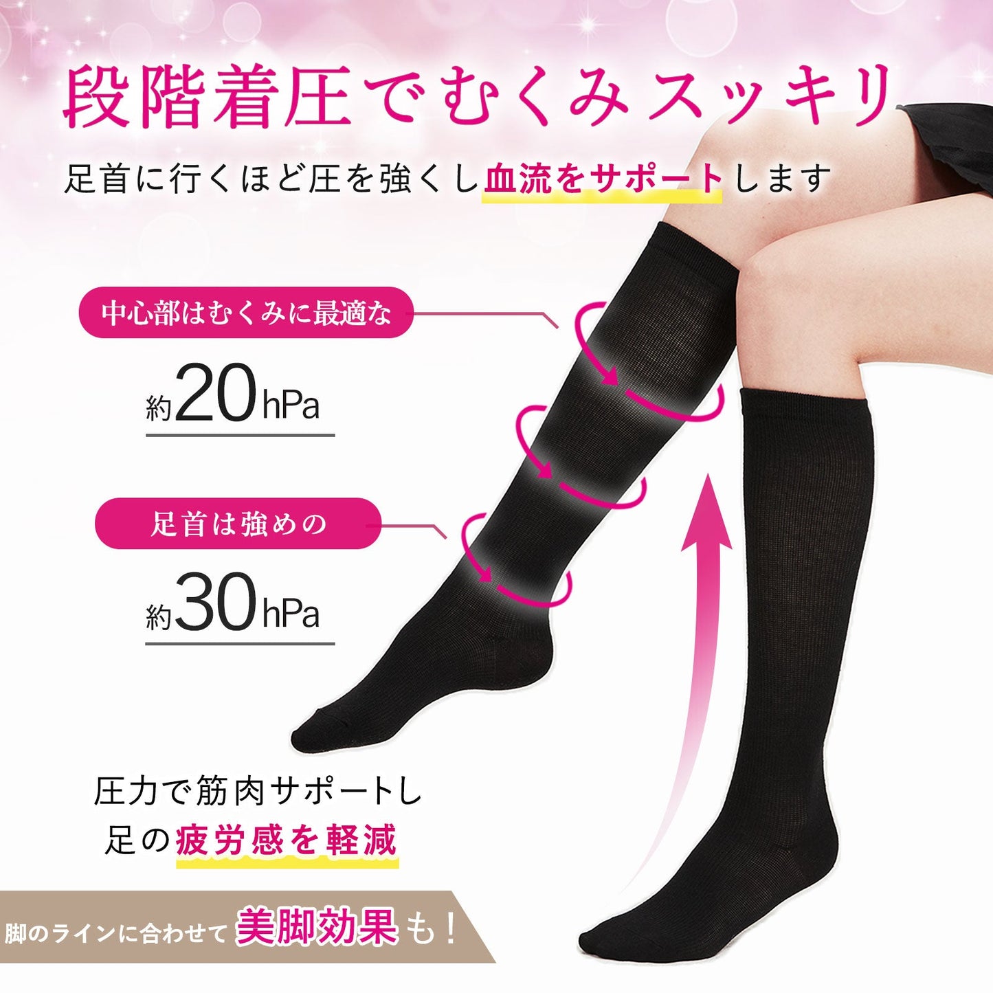 綿混着圧ソックス（2足組）